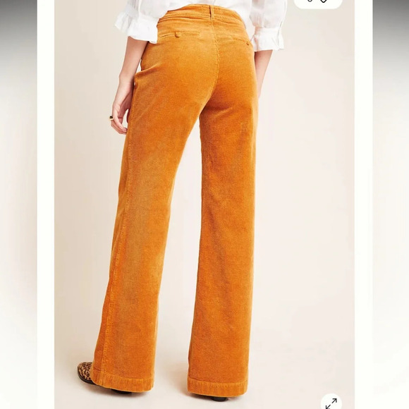 Paige Corduroy Wide Leg Flare Pants Sutton Roxxi Pocket Marigold Yellow Size 31 - Picture 2 of 9